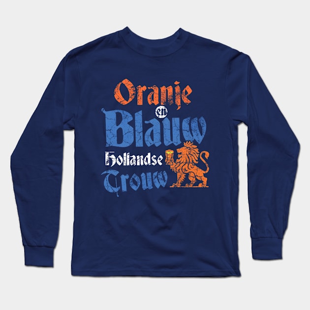 Oranje en Blauw Hollands Trouw! Koningsdag Long Sleeve T-Shirt by Depot33